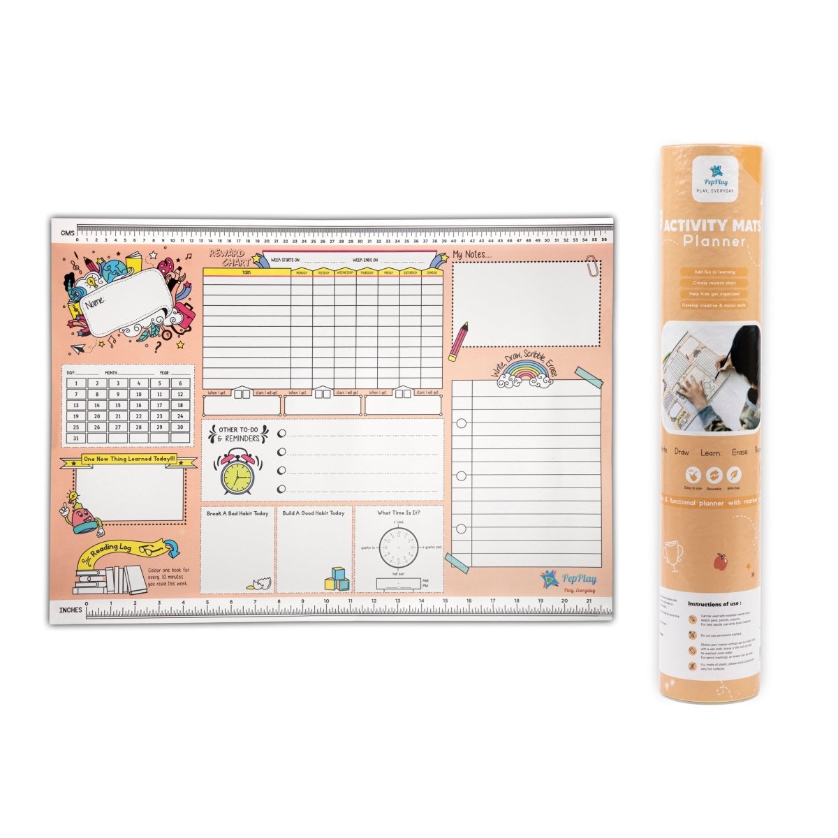 PepPlay Activity Mat- Planner (Peach) - PP20201