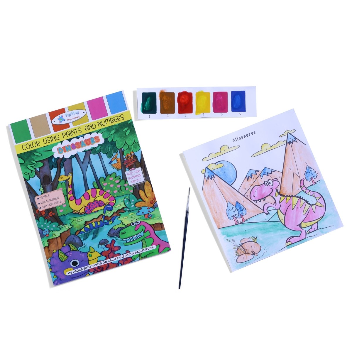 PepPlay Dinosaurs Coloring Book- Color Using Paint & Numbers - PP20505