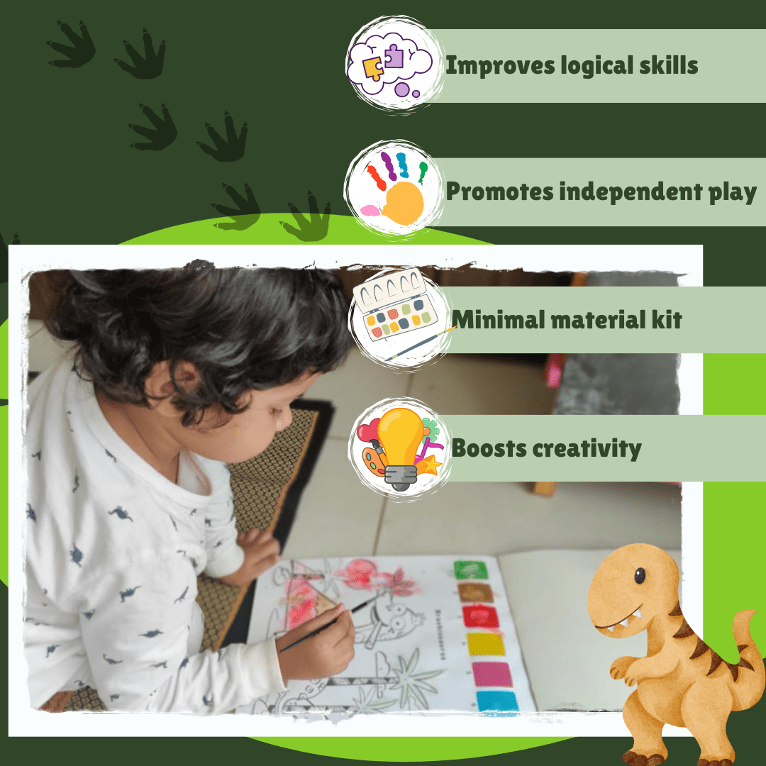 PepPlay Dinosaurs Coloring Book- Color Using Paint & Numbers - PP20505