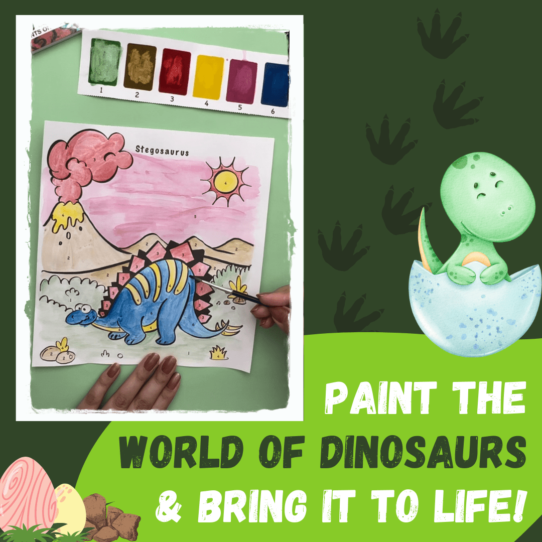 PepPlay Dinosaurs Coloring Book - Color Using Paint & Numbers - PP20505