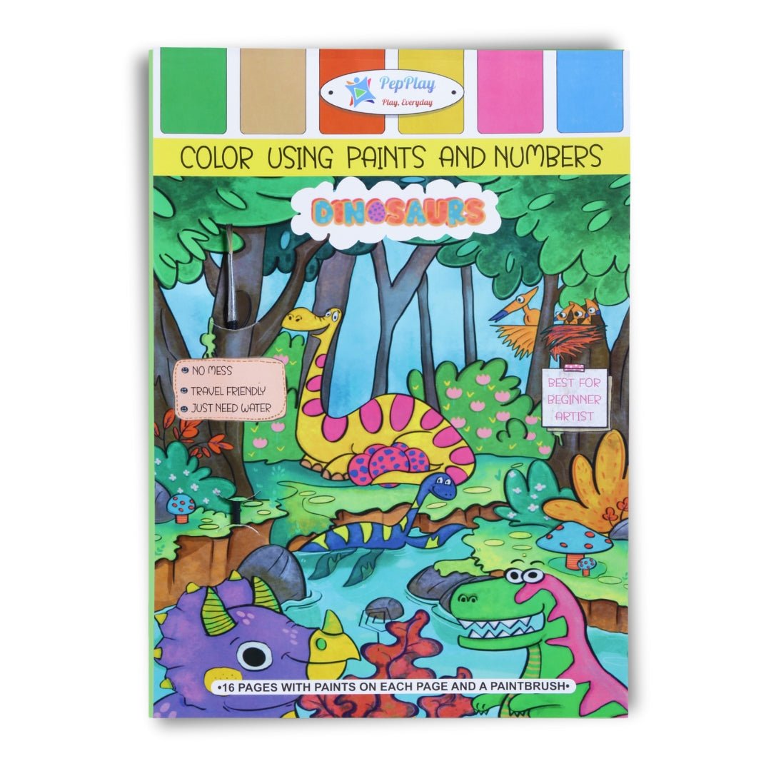 PepPlay Dinosaurs Coloring Book - Color Using Paint & Numbers - Coloring Set