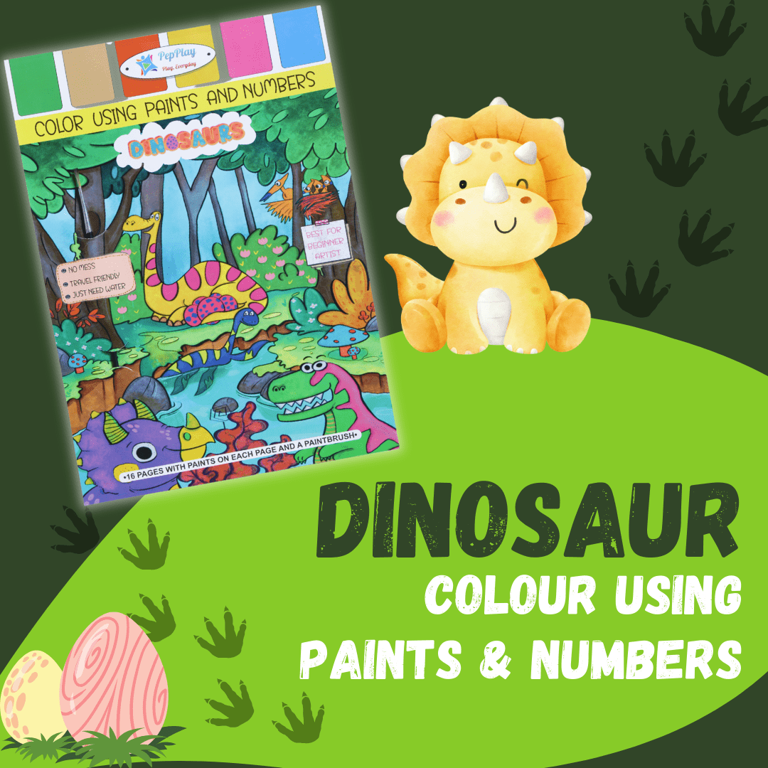 PepPlay Dinosaurs Coloring Book- Color Using Paint & Numbers - PP20505