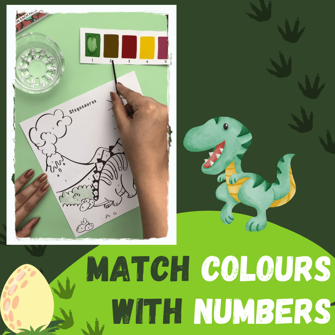 PepPlay Dinosaurs Coloring Book- Color Using Paint & Numbers - PP20505