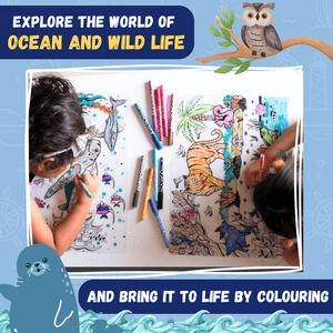 PepPlay Doodle Placemats Set - Animal Series (DIY Drawing Kit) - Coloring Set
