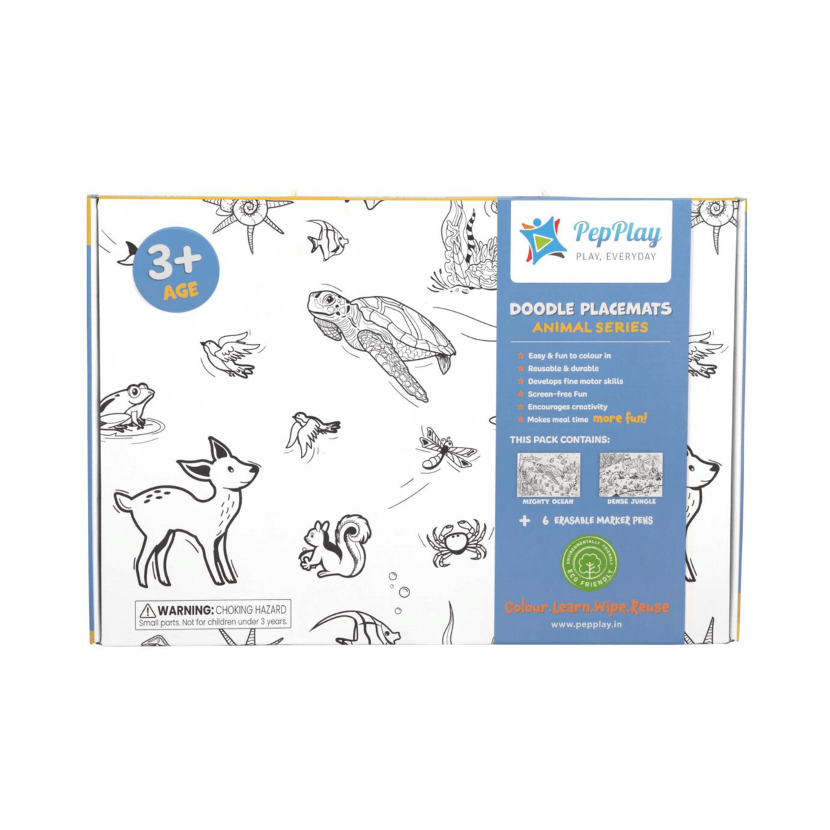 PepPlay Doodle Placemats Set - Animal Series (DIY Drawing Kit) - Coloring Set