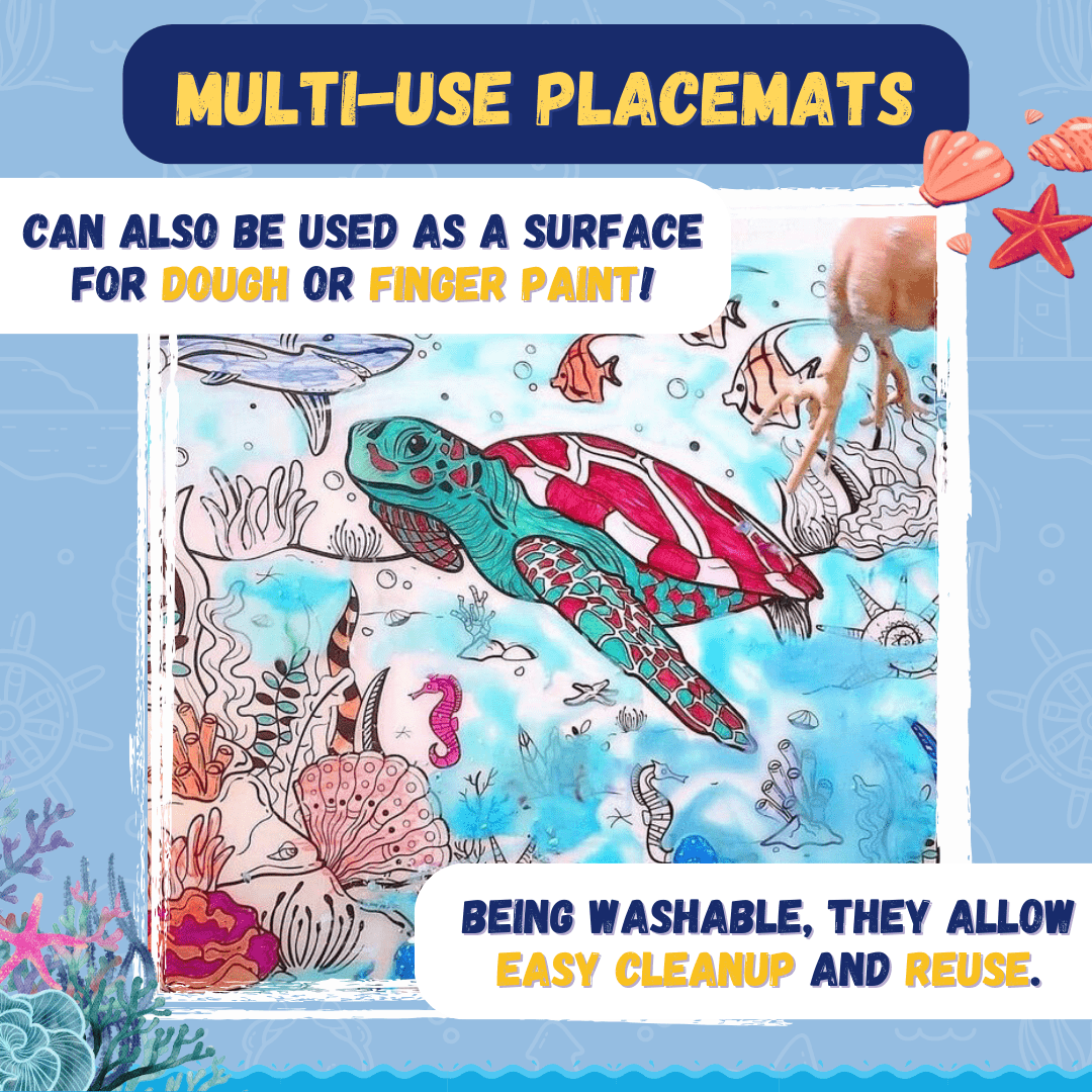 PepPlay Doodle Placemats Set- Animal Series (DIY Drawing Kit)