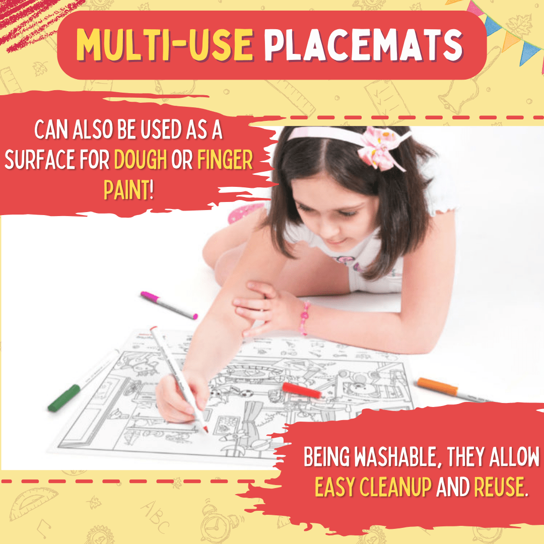 PepPlay Doodle Placemats Set– Find & Color Series (DIY Drawing Kit) - PP20206