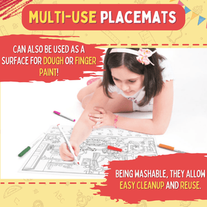 PepPlay Doodle Placemats Set– Find & Color Series (DIY Drawing Kit) - PP20206