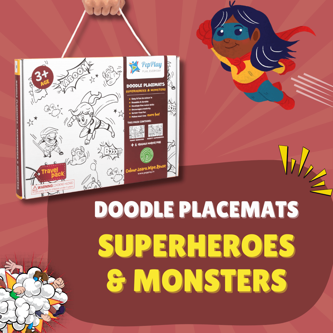 PepPlay Doodle placemats- Superheroes & Monsters - PP20209
