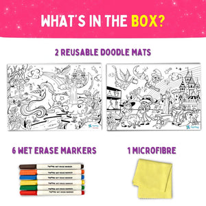 PEPPLAY RECOLOURABLES COLOUR & WIPE PLACEMATS - MAGICAL LAND - Coloring Set
