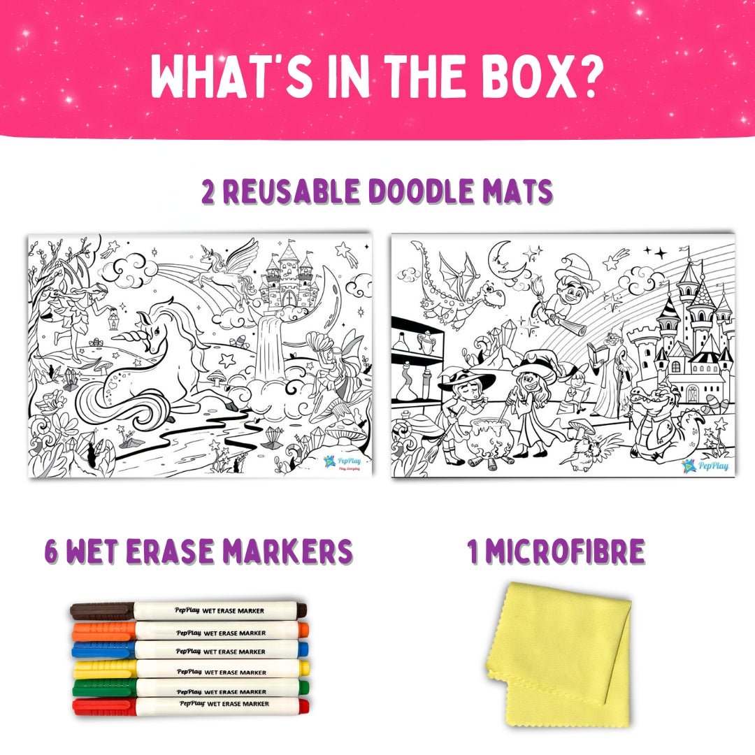 PEPPLAY RECOLOURABLES COLOUR & WIPE PLACEMATS - MAGICAL LAND - Drawing, Painting & Colouring