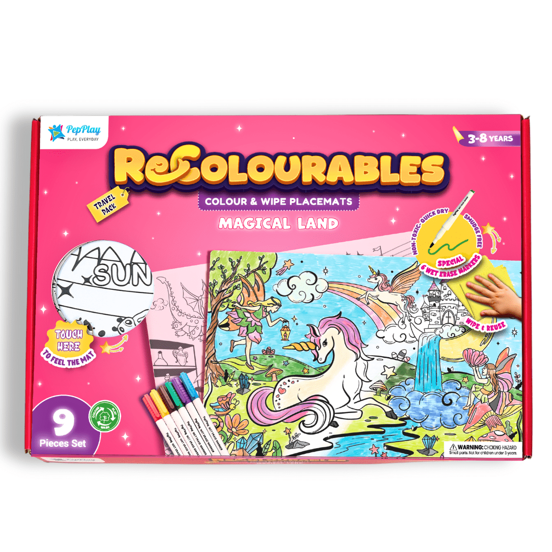 PEPPLAY RECOLOURABLES COLOUR & WIPE PLACEMATS - MAGICAL LAND - Drawing, Painting & Colouring