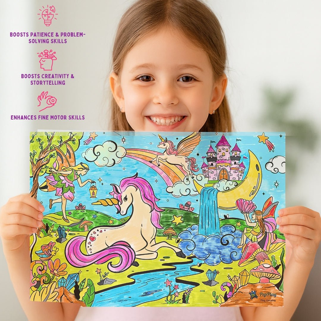 PEPPLAY RECOLOURABLES COLOUR & WIPE PLACEMATS - MAGICAL LAND - Coloring Set