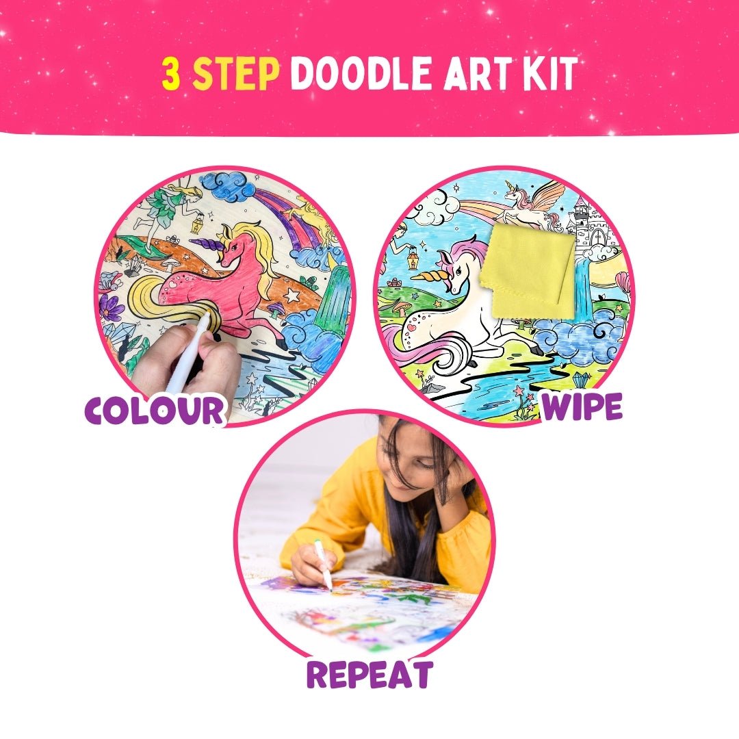 PEPPLAY RECOLOURABLES COLOUR & WIPE PLACEMATS - MAGICAL LAND - Coloring Set