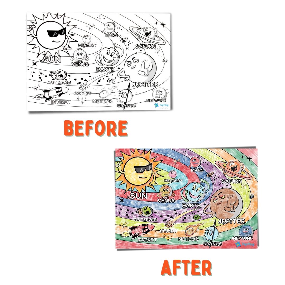 PEPPLAY RECOLOURABLES COLOUR & WIPE PLACEMATS - SPACE SAGA - Coloring Set