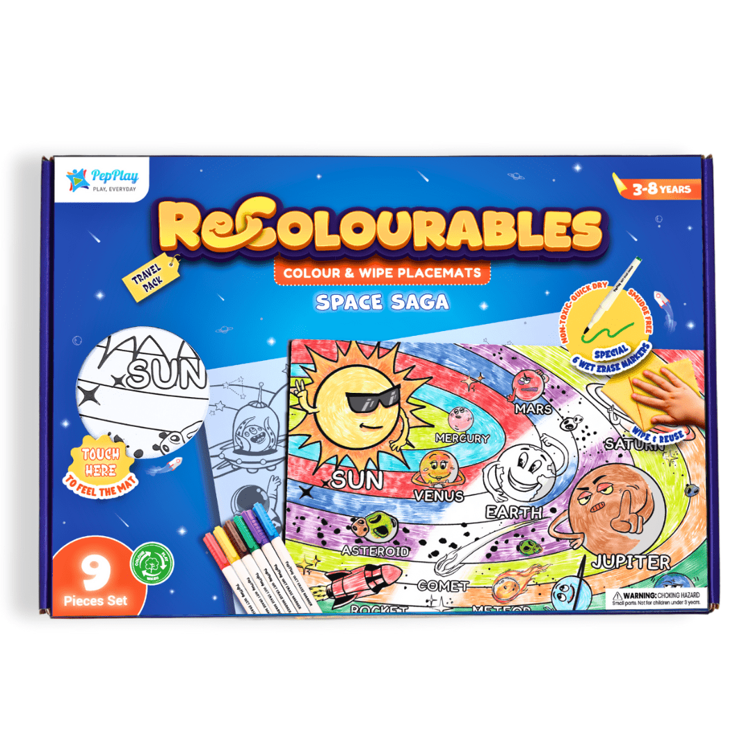 PEPPLAY RECOLOURABLES COLOUR & WIPE PLACEMATS - SPACE SAGA - Drawing, Painting & Colouring