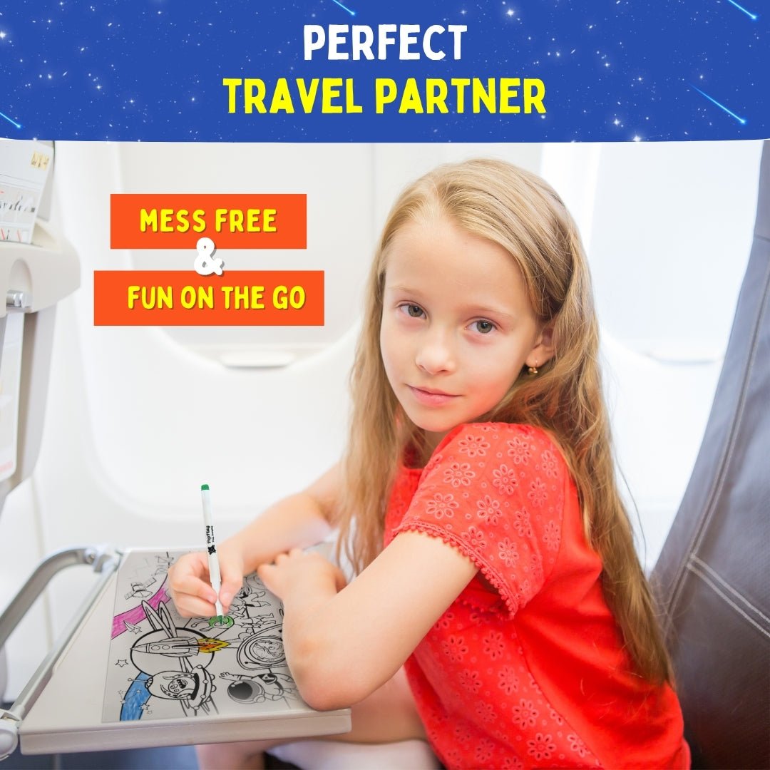 PEPPLAY RECOLOURABLES COLOUR & WIPE PLACEMATS - SPACE SAGA - Coloring Set