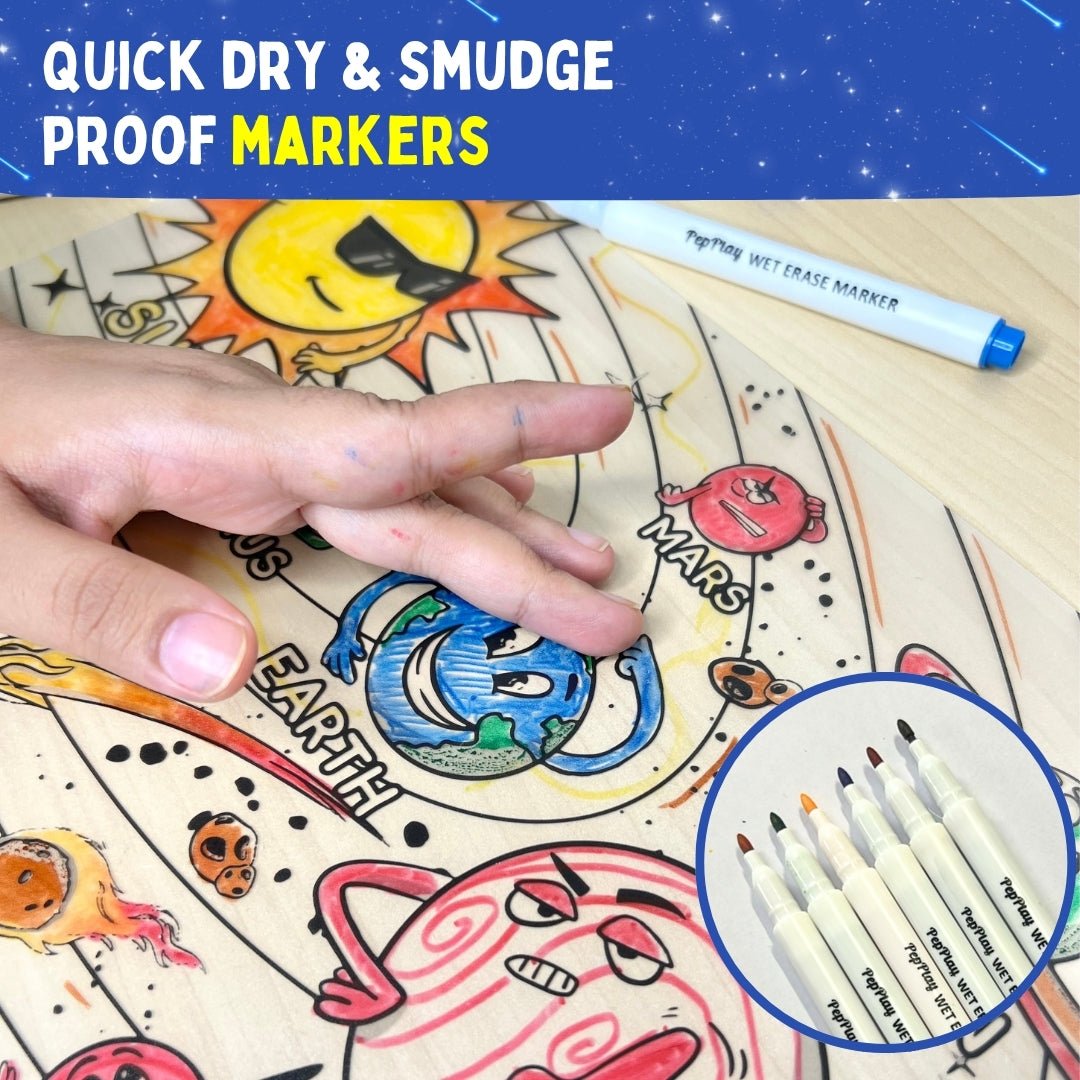 PEPPLAY RECOLOURABLES COLOUR & WIPE PLACEMATS - SPACE SAGA - Drawing, Painting & Colouring