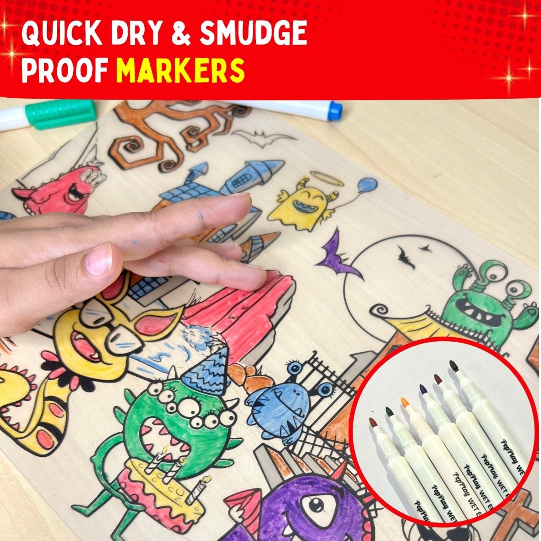 PEPPLAY RECOLOURABLES COLOUR & WIPE PLACEMATS - SUPER POWER - Drawing, Painting & Colouring