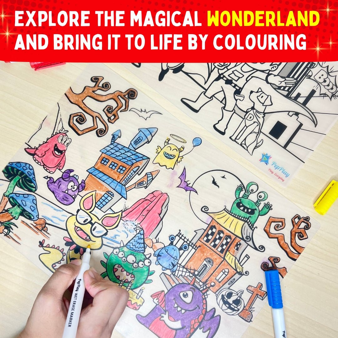 PEPPLAY RECOLOURABLES COLOUR & WIPE PLACEMATS - SUPER POWER - Drawing, Painting & Colouring