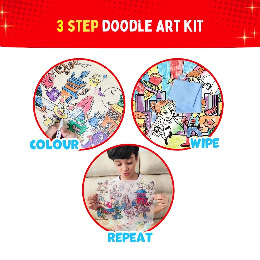 PEPPLAY RECOLOURABLES COLOUR & WIPE PLACEMATS - SUPER POWER - Drawing, Painting & Colouring