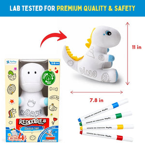 PepPlay Redoobles Doodle Dinosaur Reusable Plush Toy with 4 Washable Markers 3-8Y - Push & Pull Toys