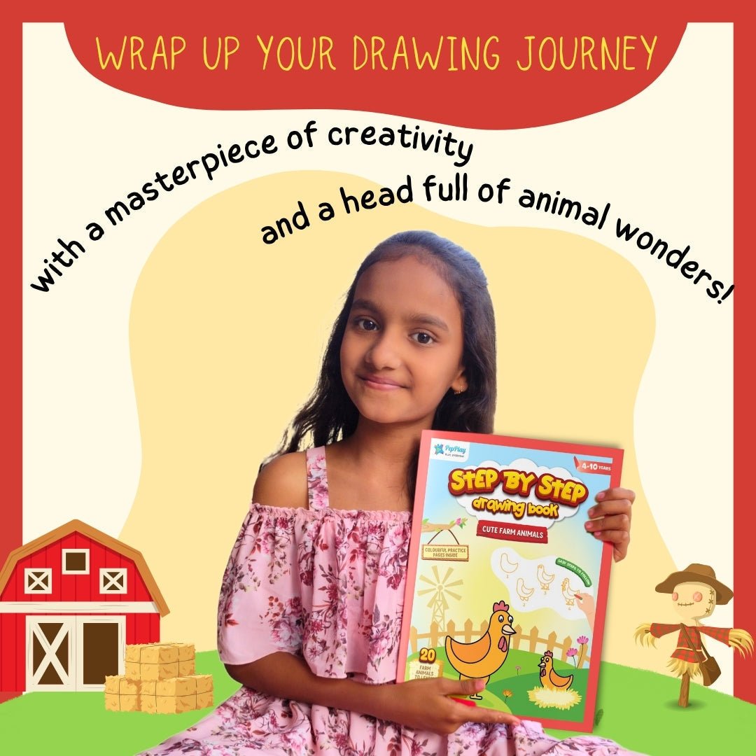 PepPlay Step by Step Drawing Book - Cute Farm Animals Theme - Coloring Book
