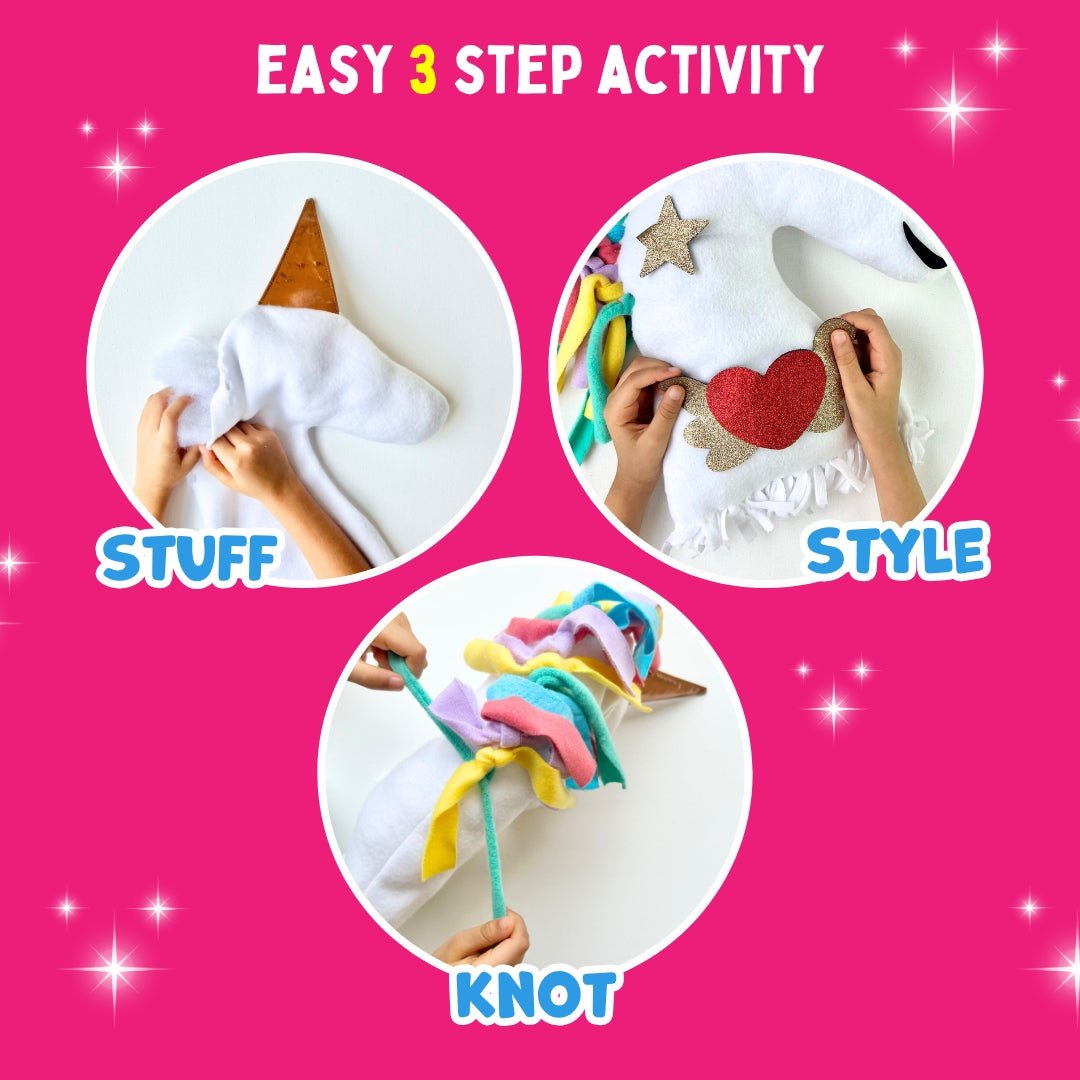 PepPlay unicorn pillow DIY kit art craft activity kit for kids 43pieces - Throw Pillow