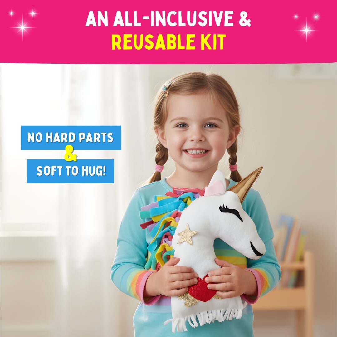 PepPlay unicorn pillow DIY kit art craft activity kit for kids 43pieces - Throw Pillow
