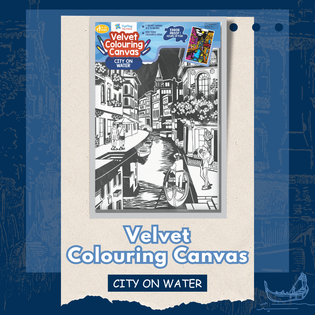 Pepplay Velvet Colouring Card Canvas- City On Water - PP20106