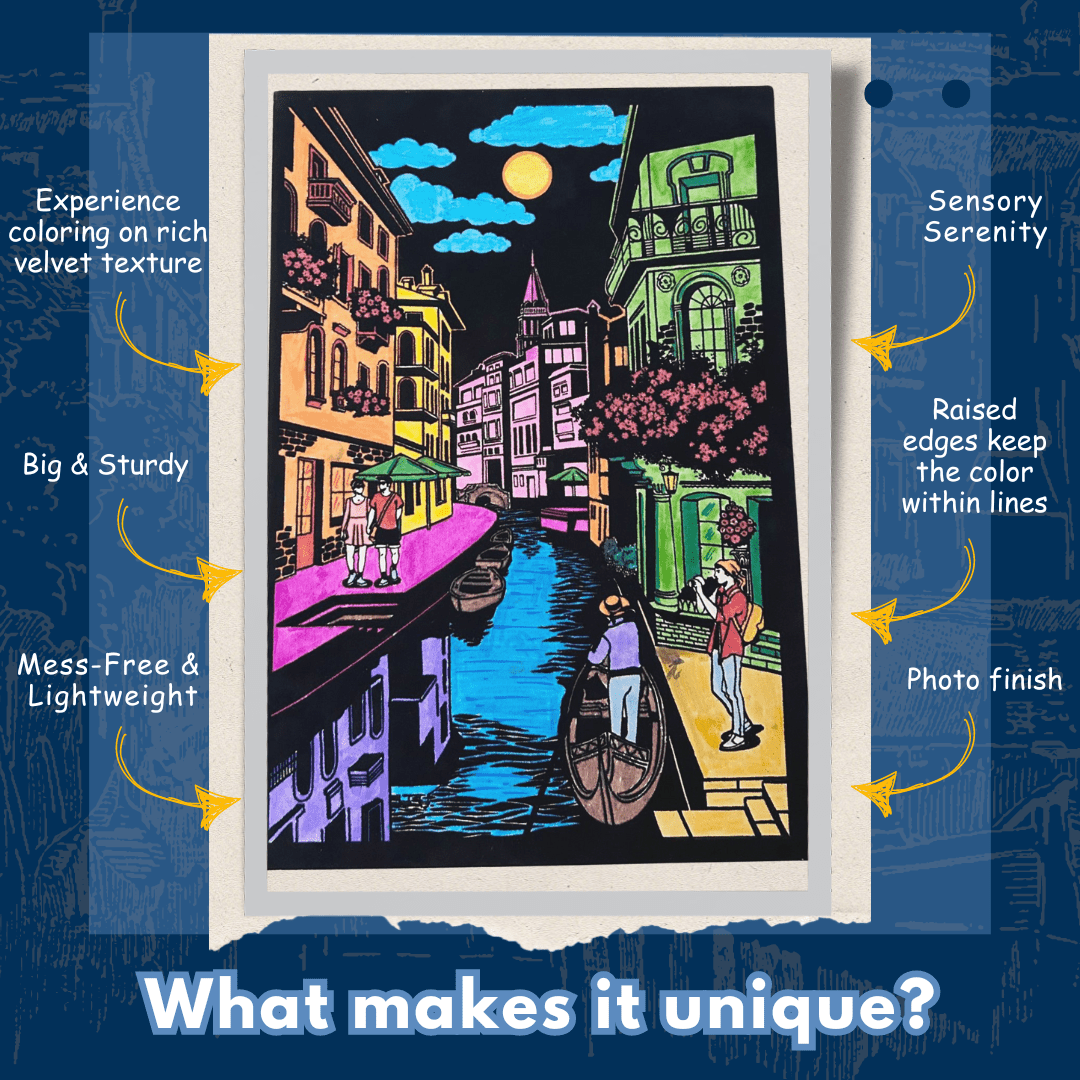 Pepplay Velvet Colouring Card Canvas- City On Water - PP20106