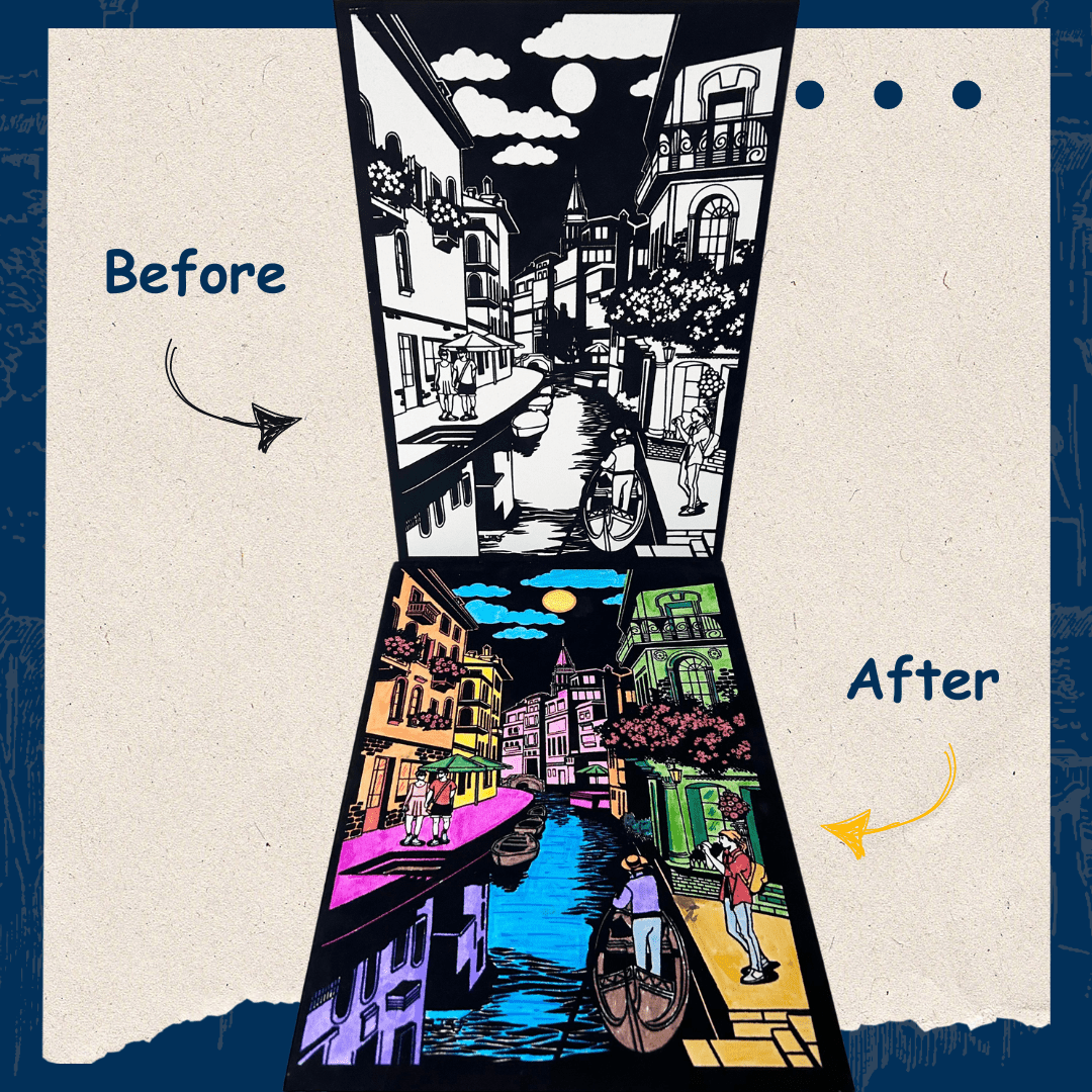 Pepplay Velvet Colouring Card Canvas- City On Water - PP20106