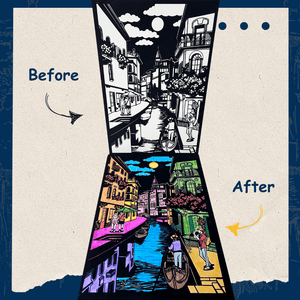 Pepplay Velvet Colouring Card Canvas- City On Water - PP20106