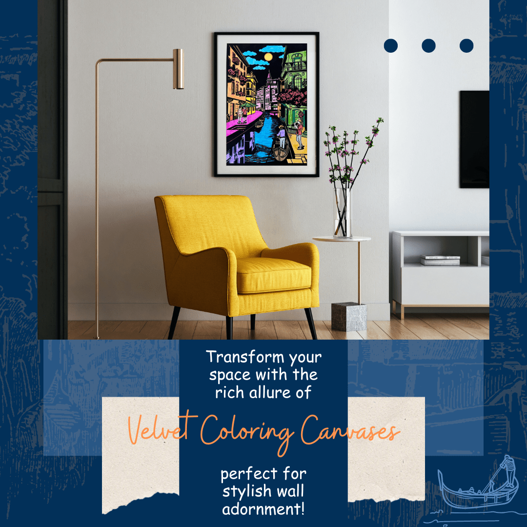 Pepplay Velvet Colouring Card Canvas- City On Water - PP20106