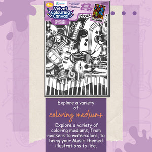 Pepplay Velvet Colouring Card Canvas - Melodies Of Music - PP20105