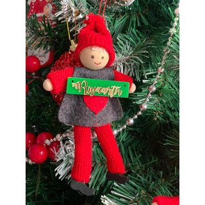 Personalised Grey Poncho Wooden Doll - Boy Tree Ornament - Little Surprise BoxPersonalised Grey Poncho Wooden Doll - Boy Tree Ornament