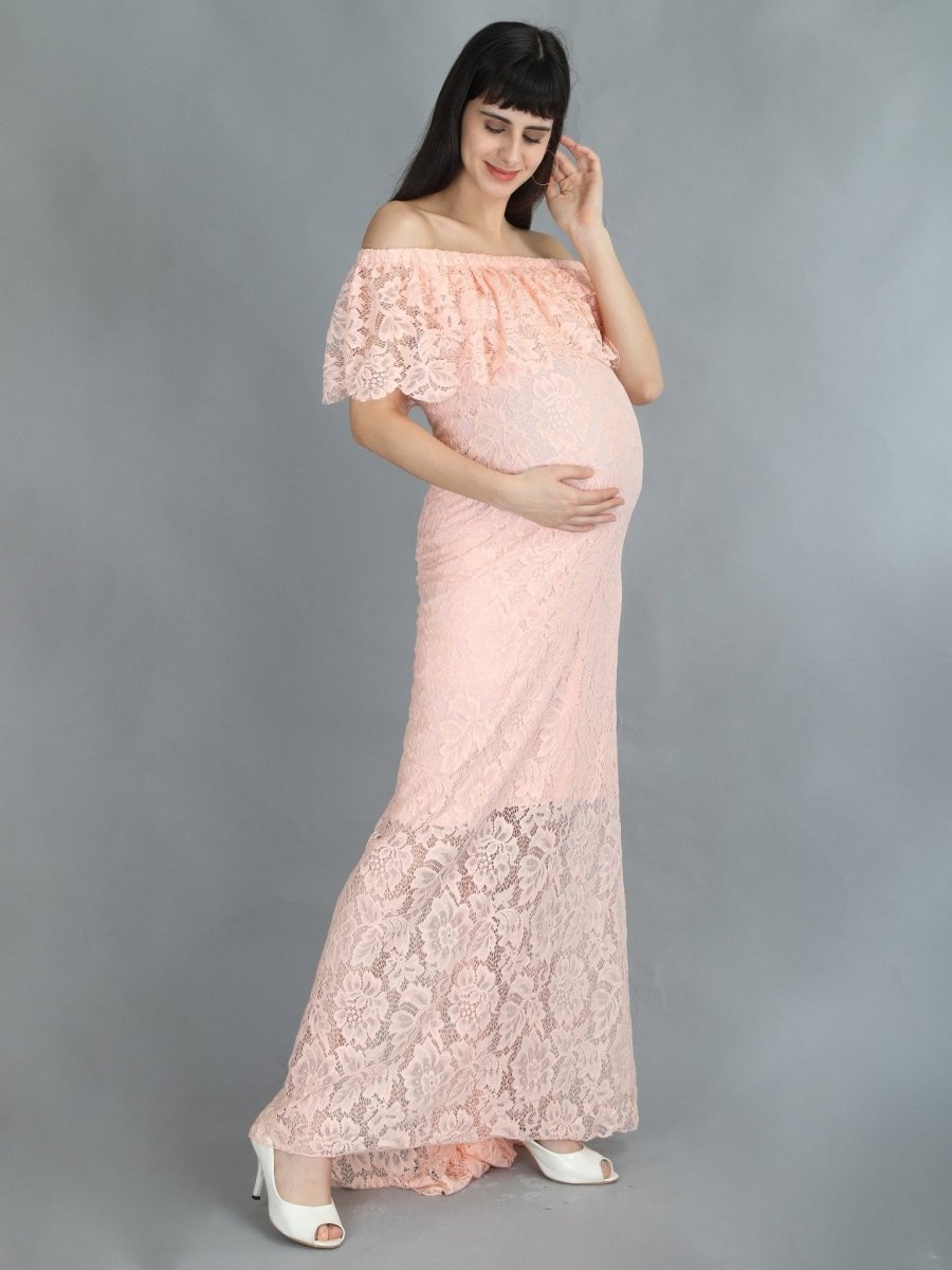 Petal Peach Maternity Dress - DRSP-PTLPH-S