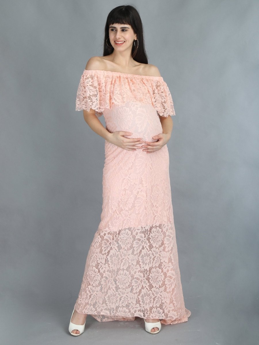Petal Peach Maternity Dress - DRSP-PTLPH-S