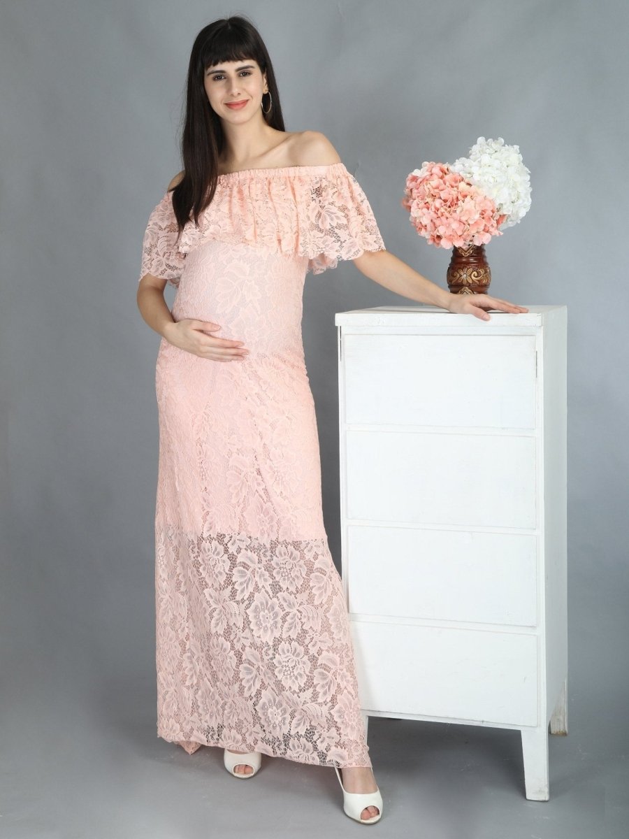 Petal Peach Maternity Dress - DRSP-PTLPH-S
