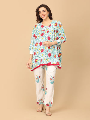 Model wearing Petal & Pulse Maternity and Nursing Co - ord Set made of 100% cotton from the mom store
