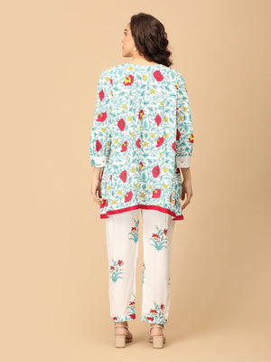 Model posing backwards wearing Petal & Pulse Maternity and Nursing Co - ord Set made of 100% cotton from the mom store