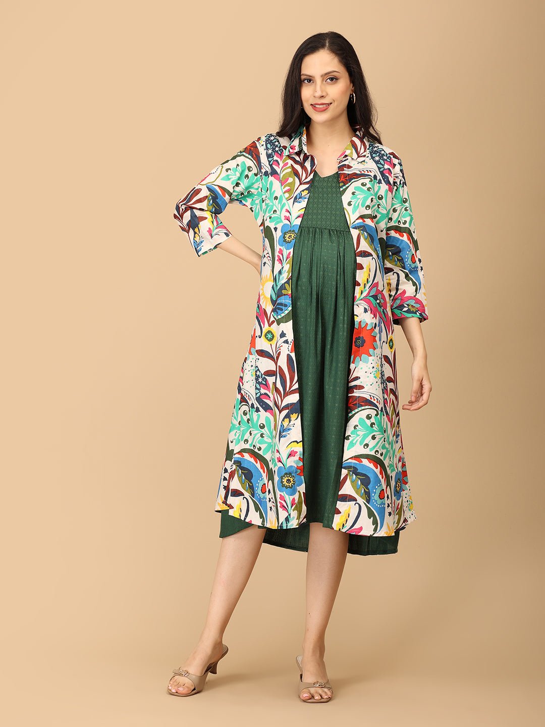 Petalicious Maternity and Nursing Shacket Dress - DRS - SK - FLRFZ - S