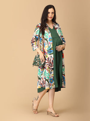 Petalicious Maternity and Nursing Shacket Dress - DRS - SK - FLRFZ - S