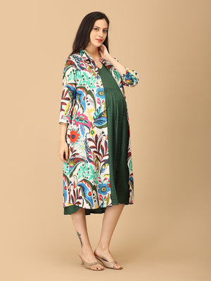 Petalicious Maternity and Nursing Shacket Dress - DRS - SK - FLRFZ - S