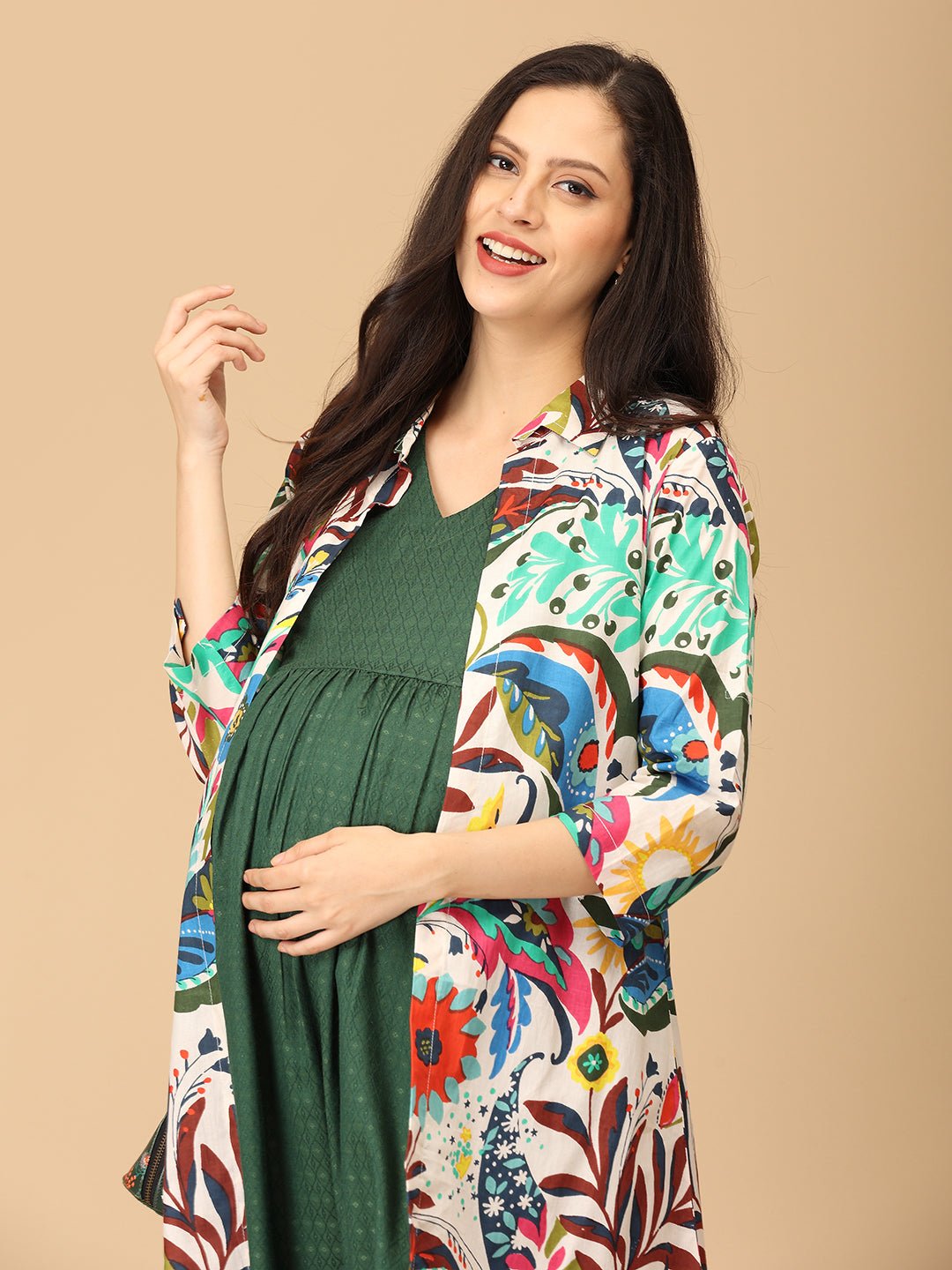 Petalicious Maternity and Nursing Shacket Dress - DRS - SK - FLRFZ - S
