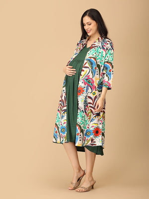 Petalicious Maternity and Nursing Shacket Dress - DRS - SK - FLRFZ - S