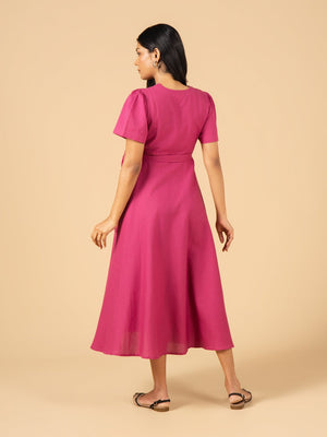 Petunia Pink Maternity Wrap Dress - S Maternity Casual Dress