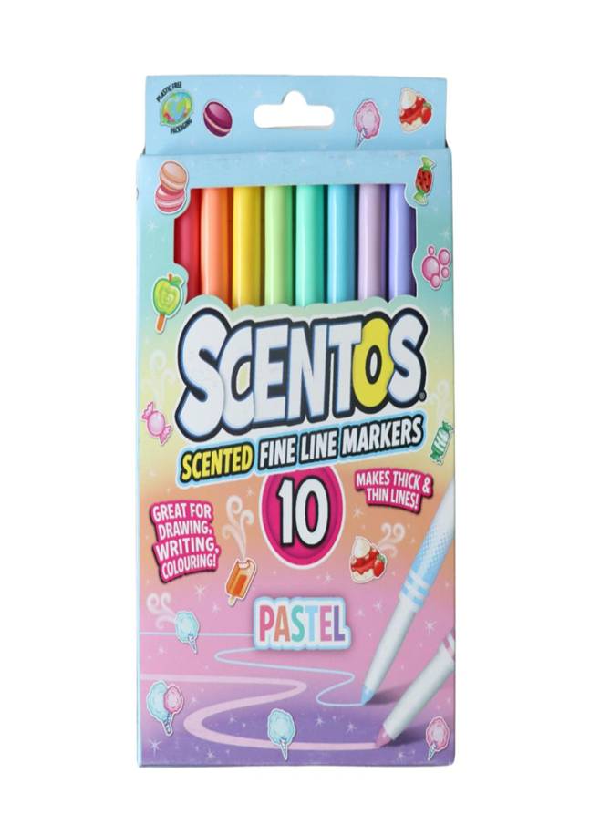  Scentos Scented Pastel Color Fine Line Markers Pack of 10