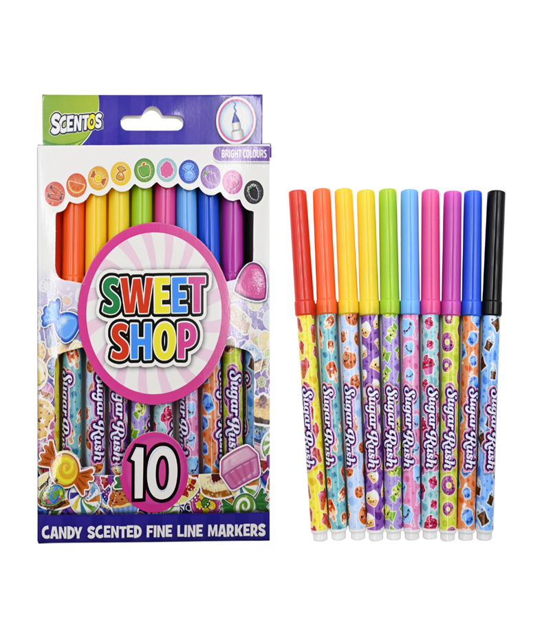 Scentos Sweet Shop Fine Line Markers, Pack of 10