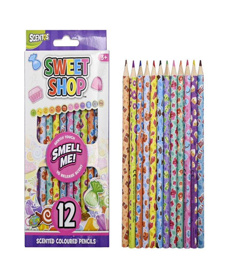 Scentos Sweet Shop Scented Colour Pencils, Pack of 12